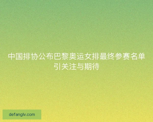 中国排协公布巴黎奥运女排最终参赛名单引关注与期待 中国排协公布巴黎奥运女排最终参赛名单引关注与期待