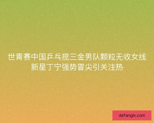 世青赛中国乒乓揽三金男队颗粒无收女线新星丁宁强势冒尖引关注热